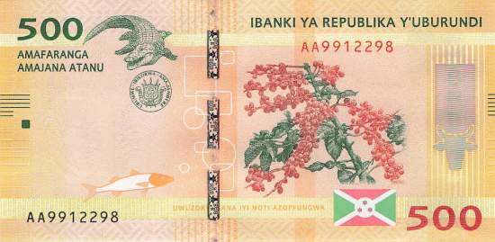 Burundi p50a 500 Francs 2015